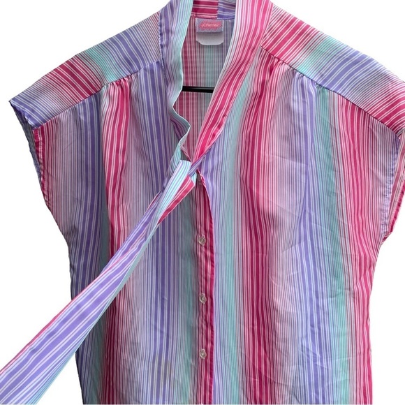 Vintage JCPenney Striped Shirt Blouse 80s Parachute - Picture 2 of 6